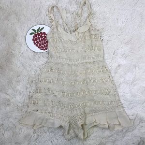 ASTR The Label Ruffle Trim Lace Romper M